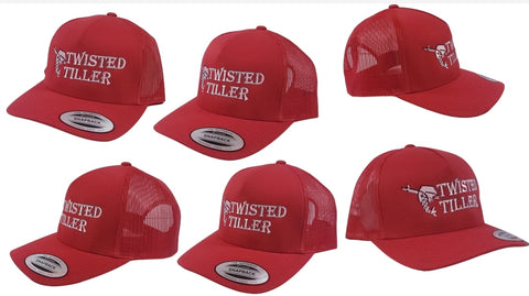 Twisted Tiller Red Snap Back Hat